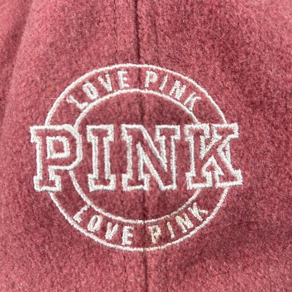 PINK Victoria Secret Wool Blend Mauve Soft Pink Ball Cap Cinch Back PINK Logo - Picture 11 of 12